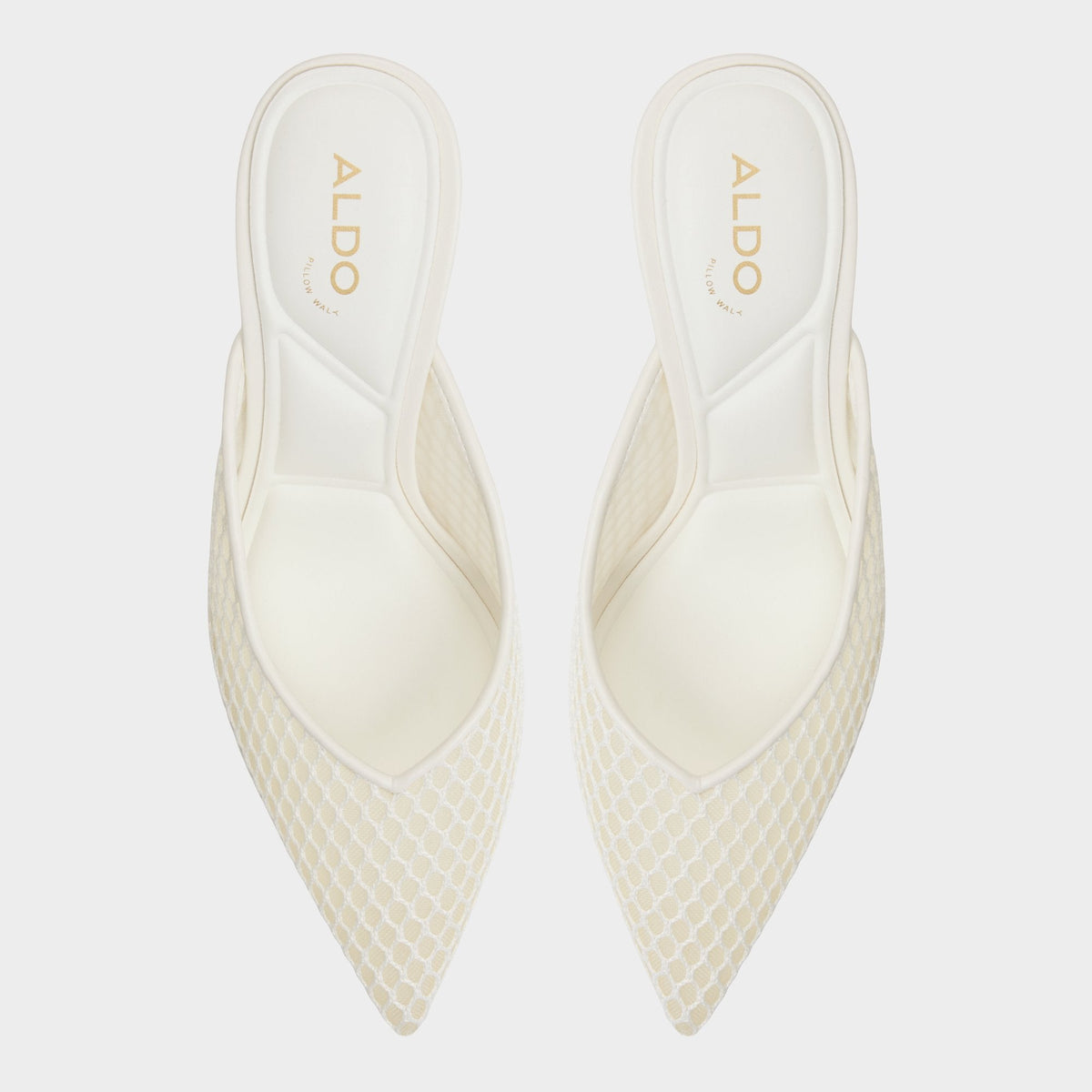 Gamilia Open White Textile Mesh Women's Mesh - Heeled mule, Stiletto heel | Aldo Signature