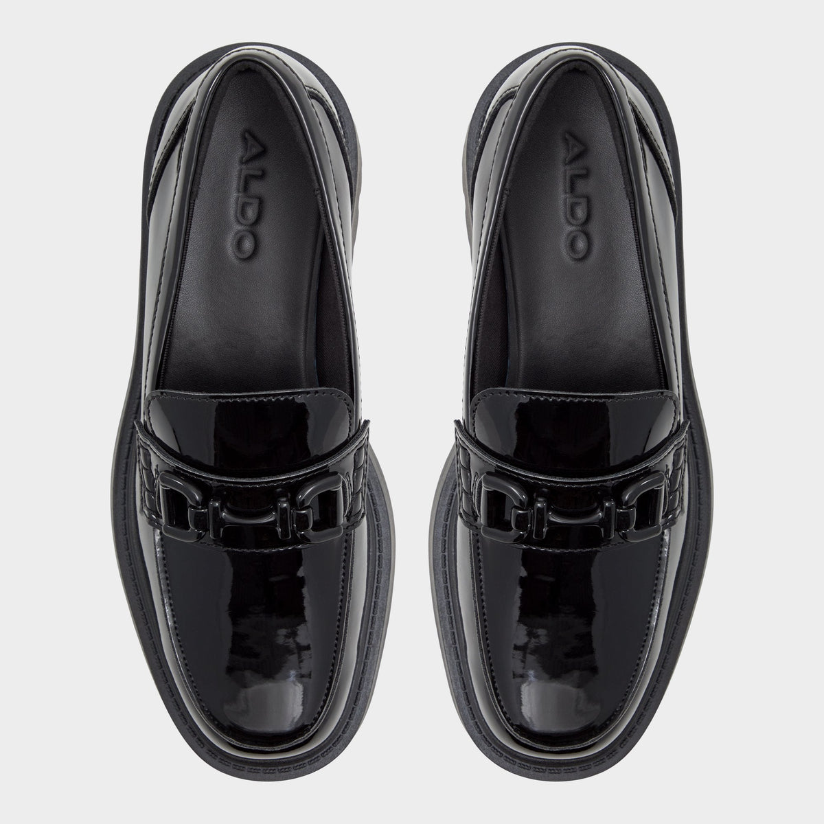 Oneameth Black Synthetic Patent Women's Loafers & Oxfords - Loafer, Lug sole | Aldo Popular