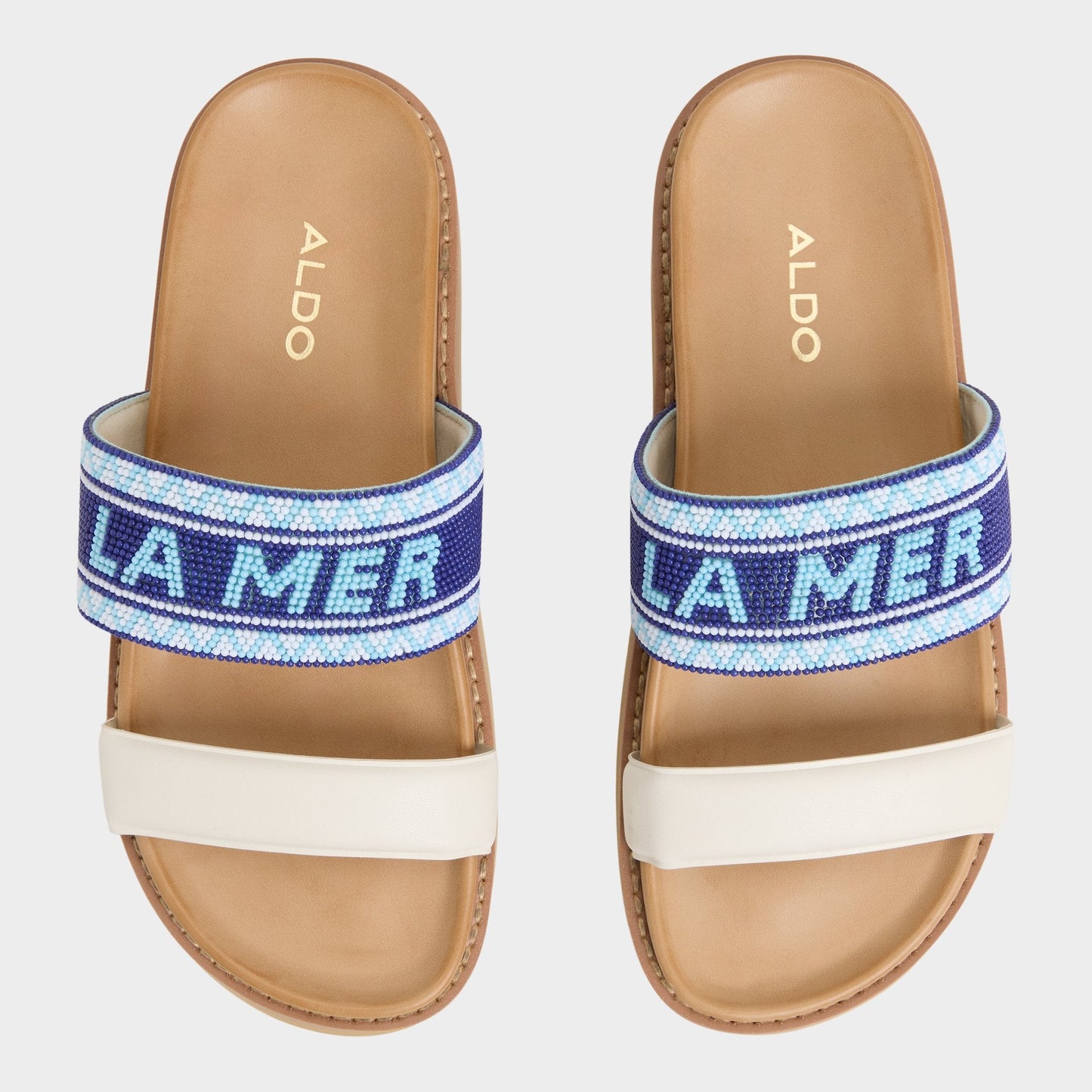 Beachvacay White/Blue Women's Footbed sandals - Slide sandal, Footbed sandal | Aldo Signature
