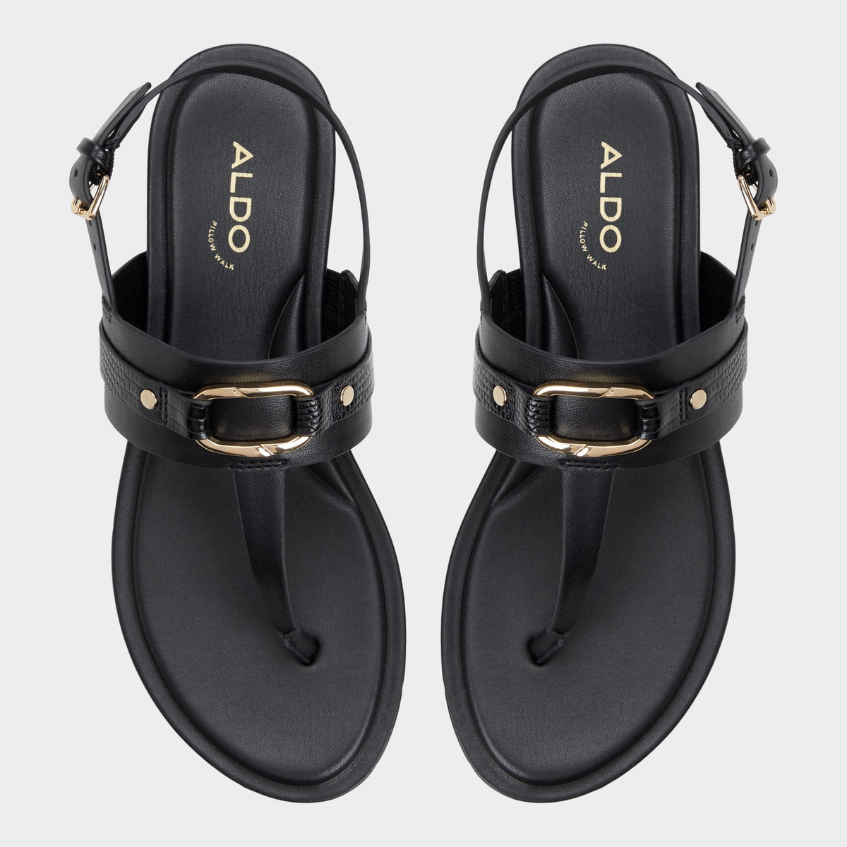Taylen Black Women's Footbed sandals - T-strap sandal | Aldo Popular