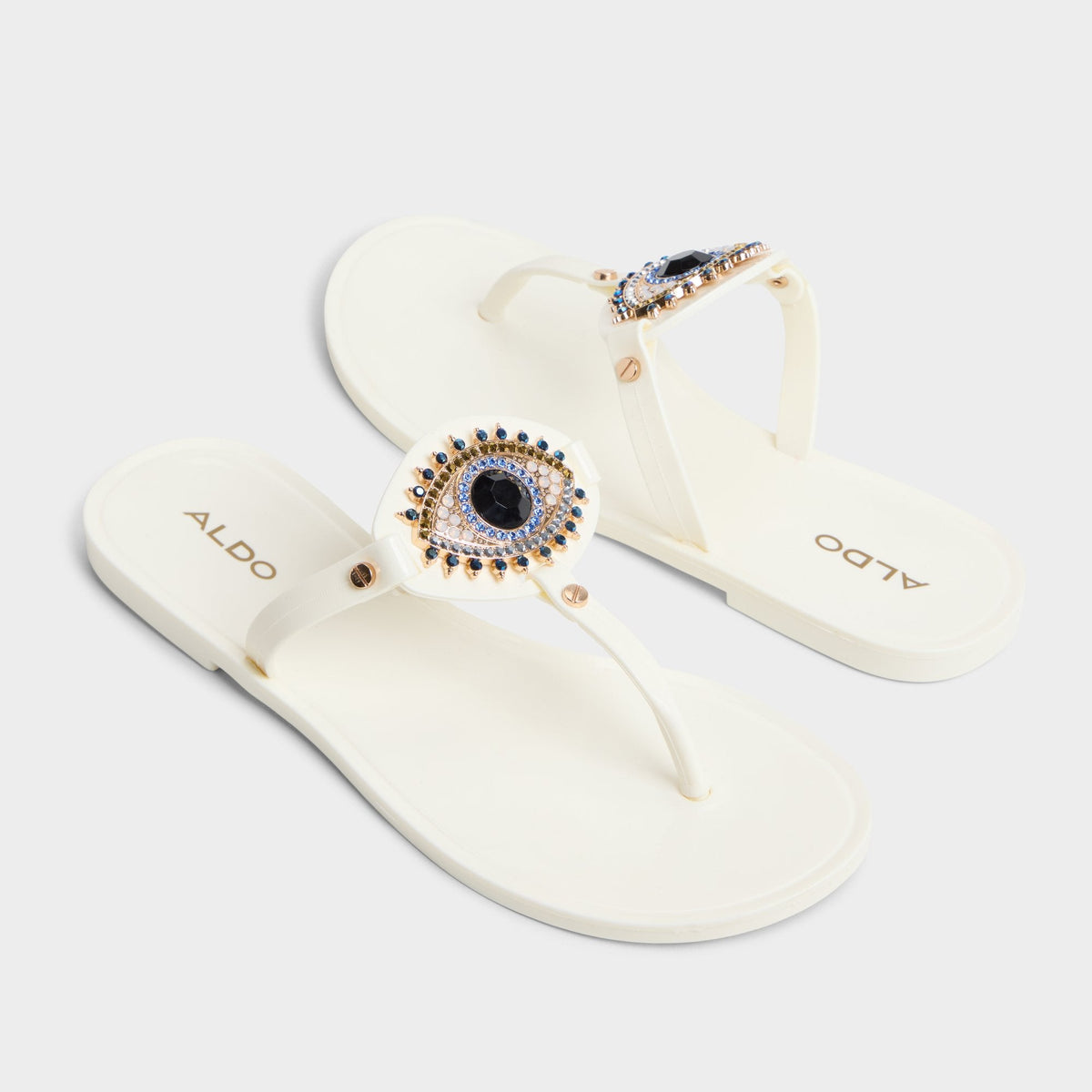 Ebariel White Women's Jelly Sandals & Flip Flops - T-strap sandal | Aldo New
