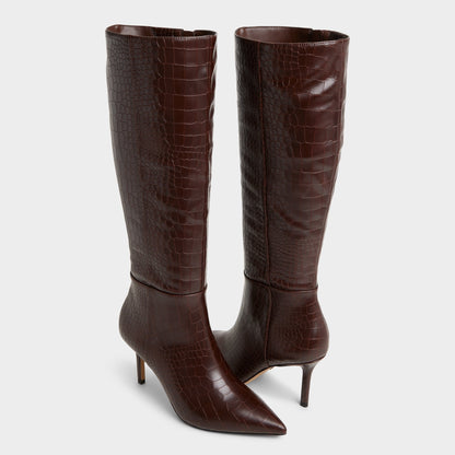 Saphiria Dark Brown Women's Tall Boots - Knee-high boot, Stiletto heel | Aldo Signature