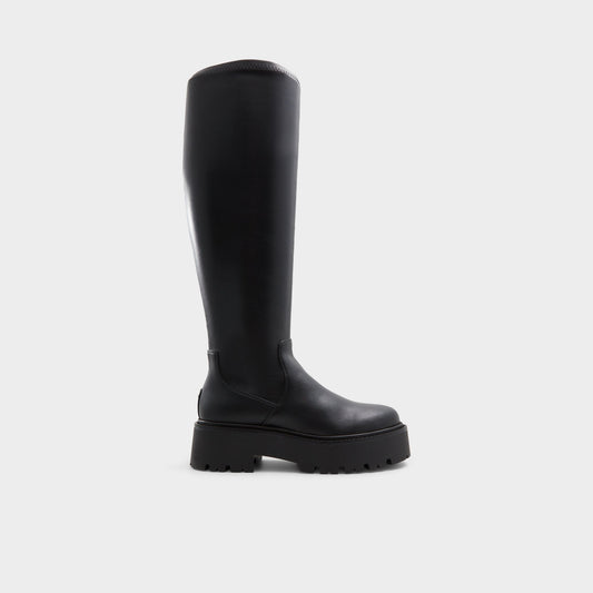 Carelden Black Women's Tall Boots - Knee-high boot, Lug sole | Aldo Signature