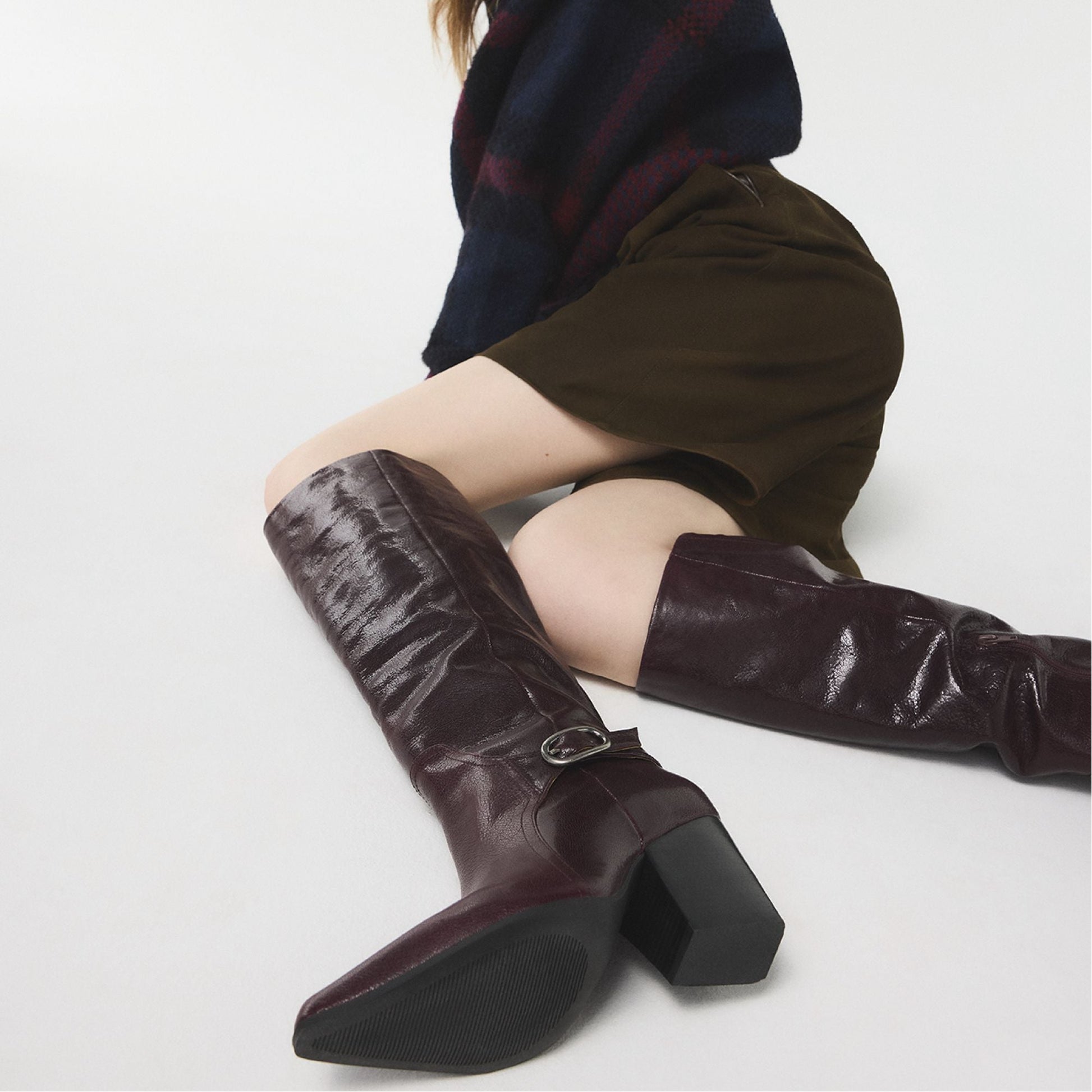 Saddle in Bordo - Knee-high boot, Block heel | Aldo Signature