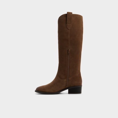 Kaydia in Dark Brown - Knee-high western boot, Block heel | Aldo Premium