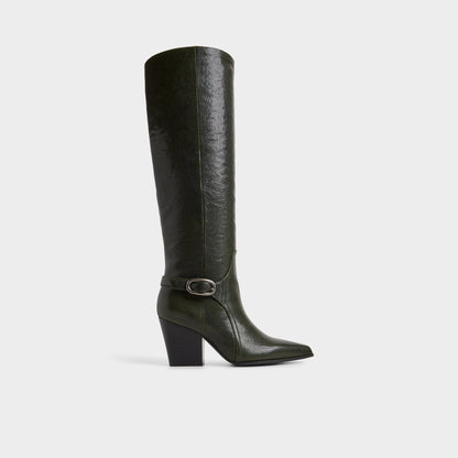 Saddle in Dark Green - Knee-high boot, Block heel | Aldo Signature