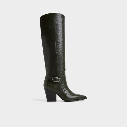 Saddle in Dark Green - Knee-high boot, Block heel | Aldo Signature