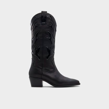 Nebraska Black Women's Western - Mid-calf western boot, Block heel | Aldo Classic