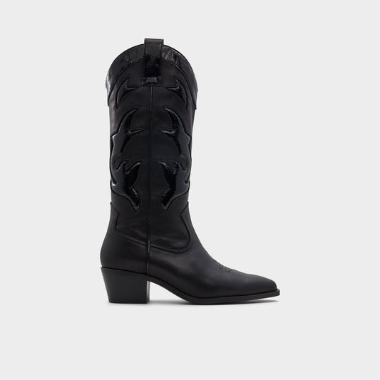 Nebraska Black Women's Western - Mid-calf western boot, Block heel | Aldo Classic