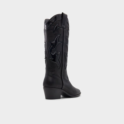 Nebraska Black Women's Western - Mid-calf western boot, Block heel | Aldo Classic
