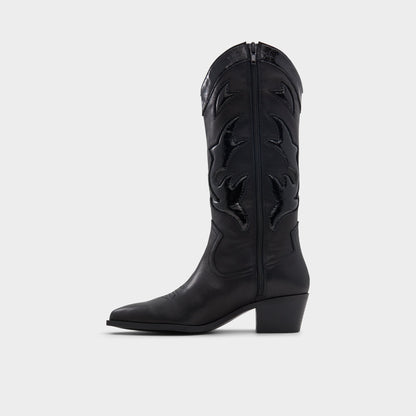 Nebraska Black Women's Western - Mid-calf western boot, Block heel | Aldo Classic