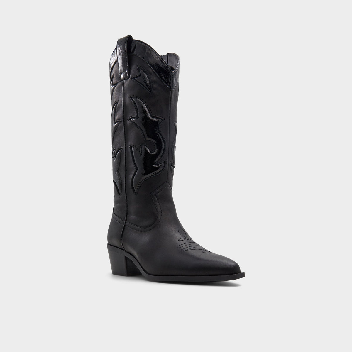 Nebraska Black Women's Western - Mid-calf western boot, Block heel | Aldo Classic