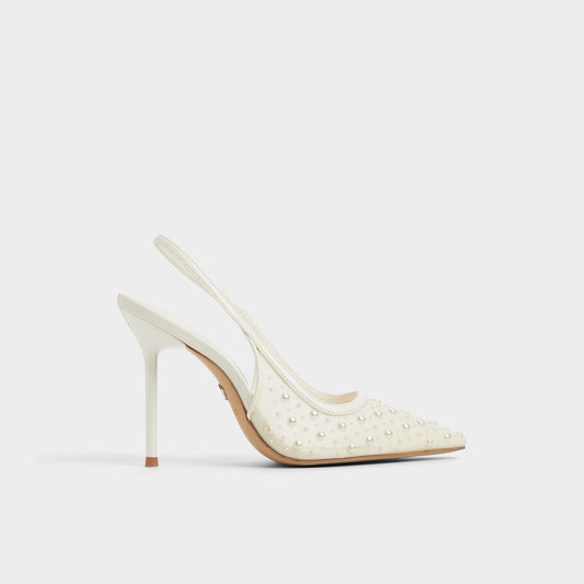 Pearlescent Other White Textile Mesh Women's Slingbacks - Slingback heel | Aldo Premium