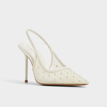 Pearlescent Other White Textile Mesh Women's Slingbacks - Slingback heel | Aldo Premium