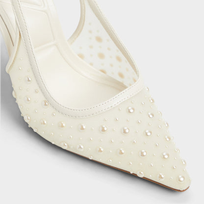 Pearlescent Other White Textile Mesh Women's Slingbacks - Slingback heel | Aldo Premium