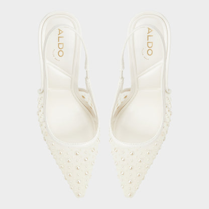 Pearlescent Other White Textile Mesh Women's Slingbacks - Slingback heel | Aldo Premium