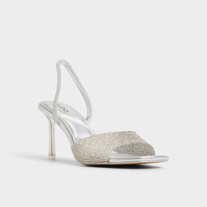 Andyana Silver Women's Strappy sandals - Slingback heeled sandal, Stiletto heel | Aldo New