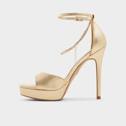 Afumeth Gold Women's Platform sandals - Strappy heeled sandal, Stiletto platform | Aldo Classic