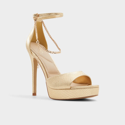 Afumeth Gold Women's Platform sandals - Strappy heeled sandal, Stiletto platform | Aldo Classic