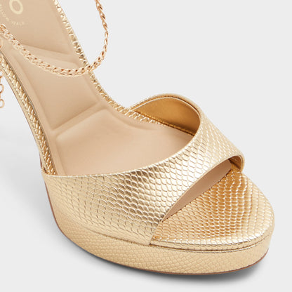 Afumeth Gold Women's Platform sandals - Strappy heeled sandal, Stiletto platform | Aldo Classic