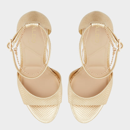 Afumeth Gold Women's Platform sandals - Strappy heeled sandal, Stiletto platform | Aldo Classic