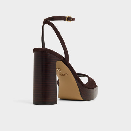 Lothon Dark Brown Women's Platform sandals - Strappy heeled sandal, Platform | Aldo Premium