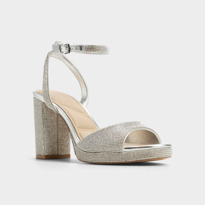 Alluring Silver Women's Iridescent metallics - Strappy heeled sandal, Platform | Aldo Popular