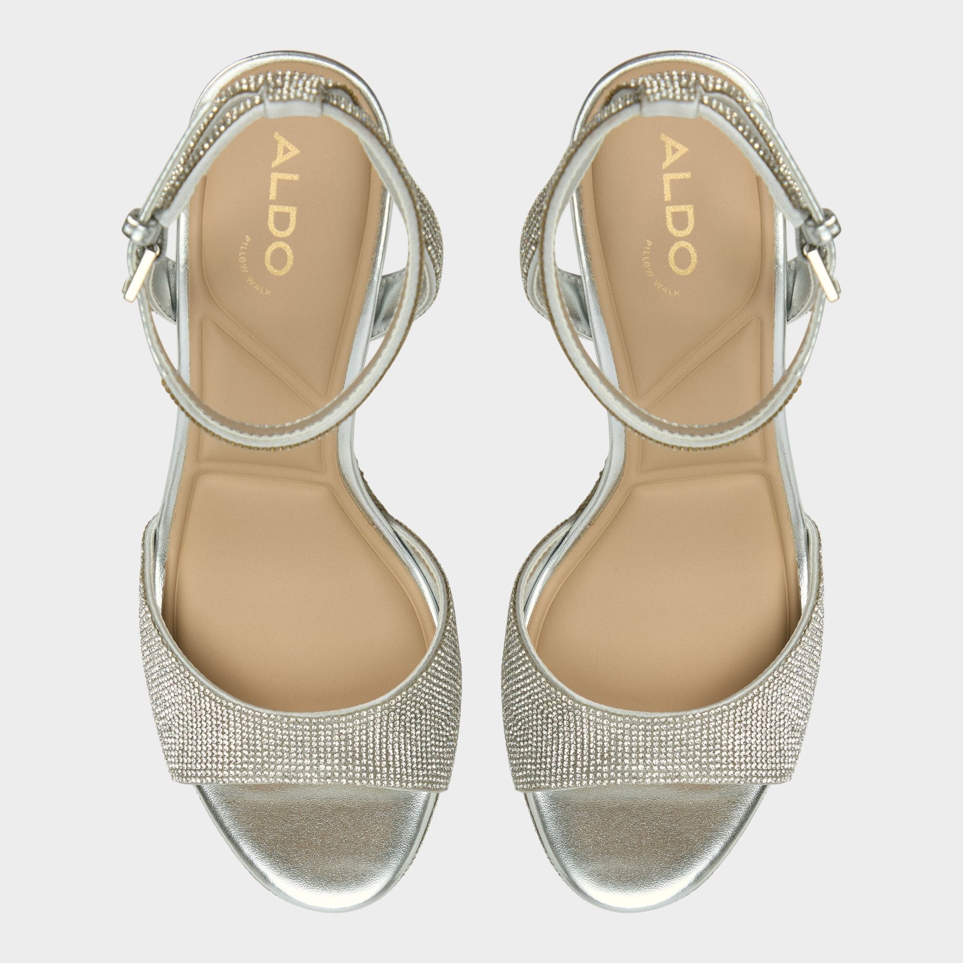 Alluring Silver Women's Iridescent metallics - Strappy heeled sandal, Platform | Aldo Popular