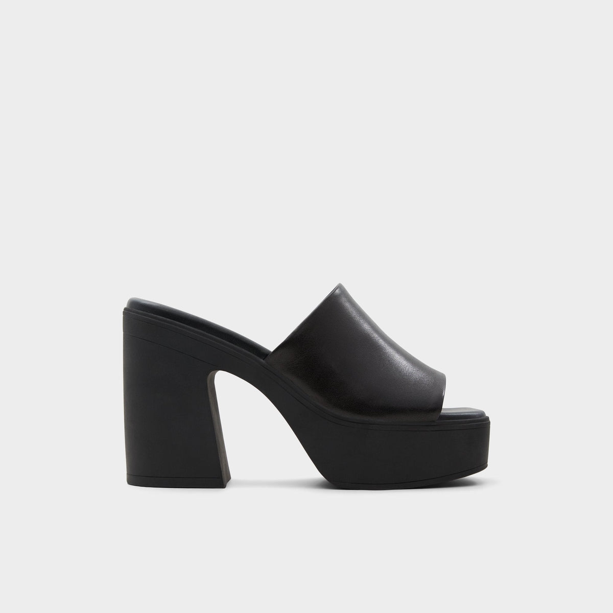 Maysee Other Black Leather Smooth Women's Mule slides - Heeled mule, Platform | Aldo Essential