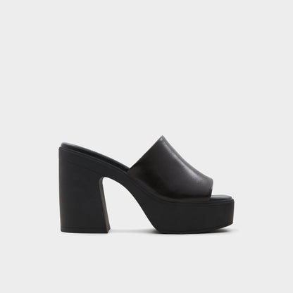 Maysee Other Black Leather Smooth Women's Mule slides - Heeled mule, Platform | Aldo Essential