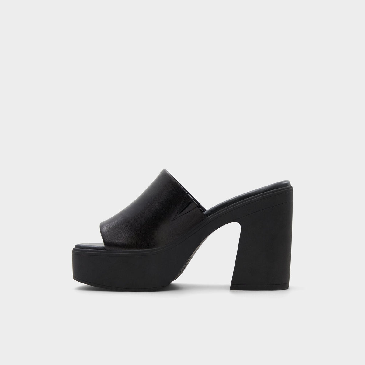 Maysee Other Black Leather Smooth Women's Mule slides - Heeled mule, Platform | Aldo Essential