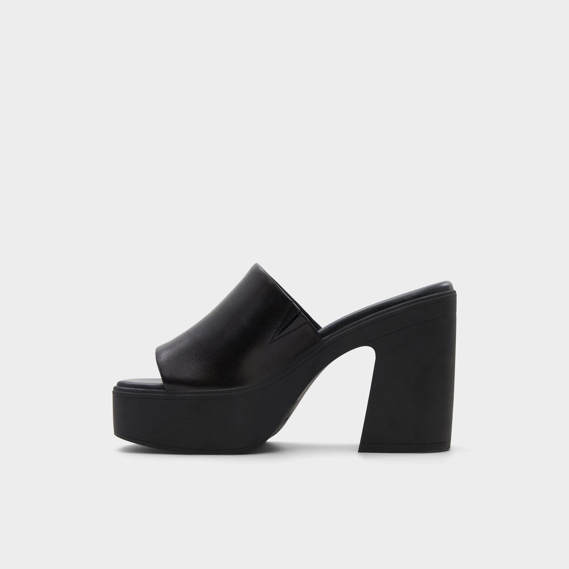 Maysee Other Black Leather Smooth Women's Mule slides - Heeled mule, Platform | Aldo Essential