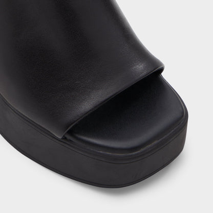 Maysee Other Black Leather Smooth Women's Mule slides - Heeled mule, Platform | Aldo Essential