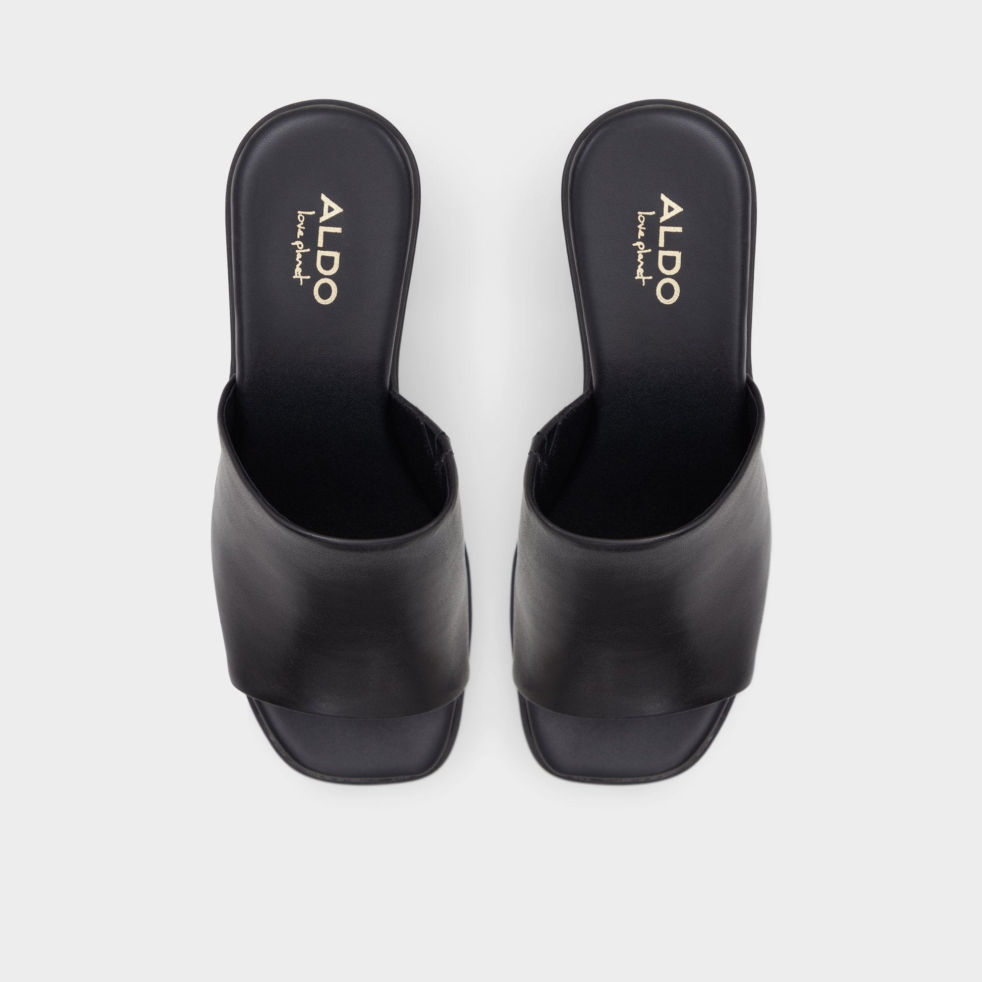 Maysee Other Black Leather Smooth Women's Mule slides - Heeled mule, Platform | Aldo Essential