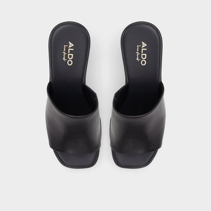 Maysee Other Black Leather Smooth Women's Mule slides - Heeled mule, Platform | Aldo Essential