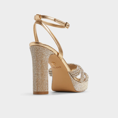 Shimma Gold Women's Iridescent metallics - Strappy heeled sandal, Platform | Aldo Featured