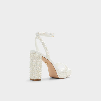 Lulu White Women's Strappy sandals - Strappy heeled sandal, Block heel | Aldo Trending