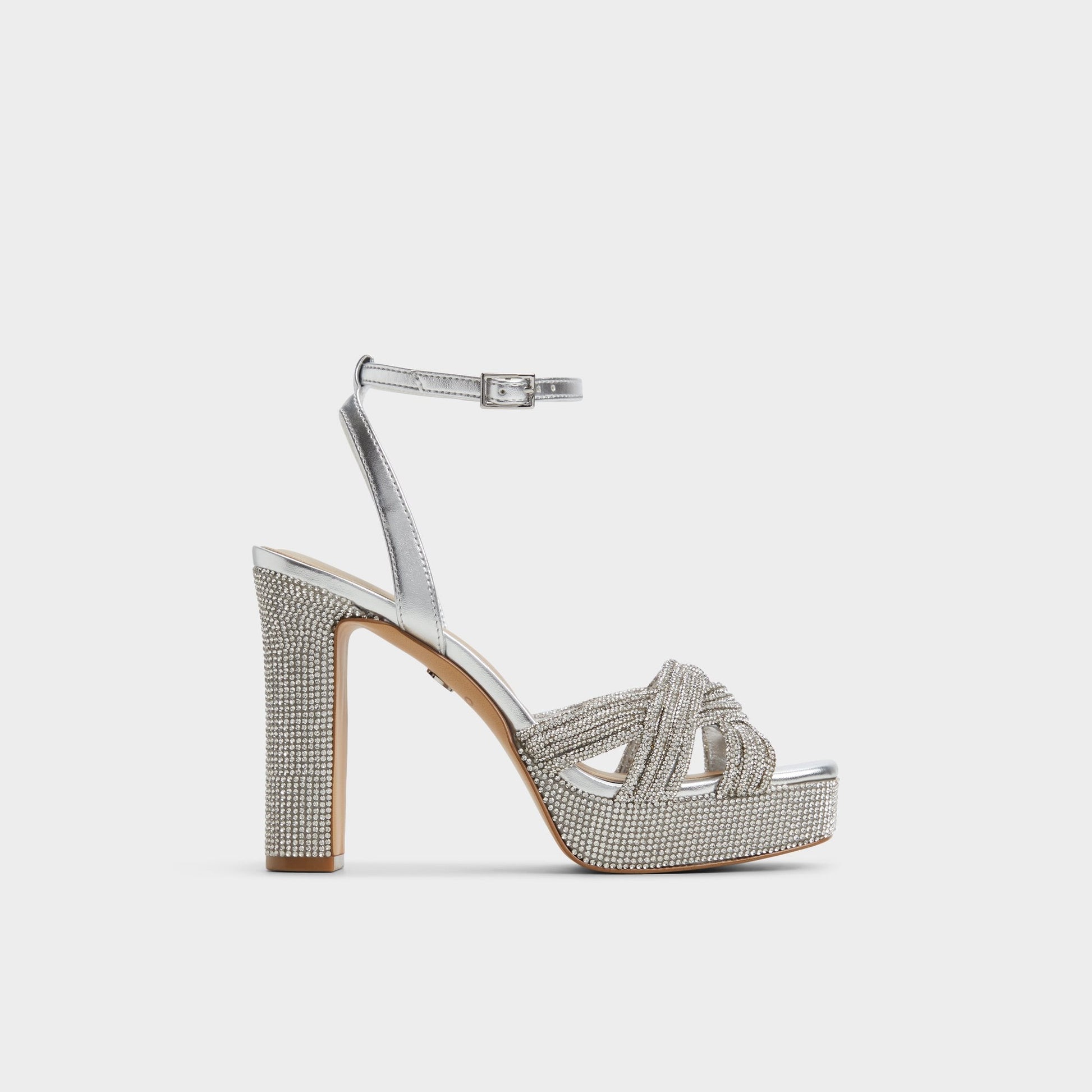 Shimma Silver Women's Iridescent metallics - Strappy heeled sandal, Platform | Aldo Exclusive