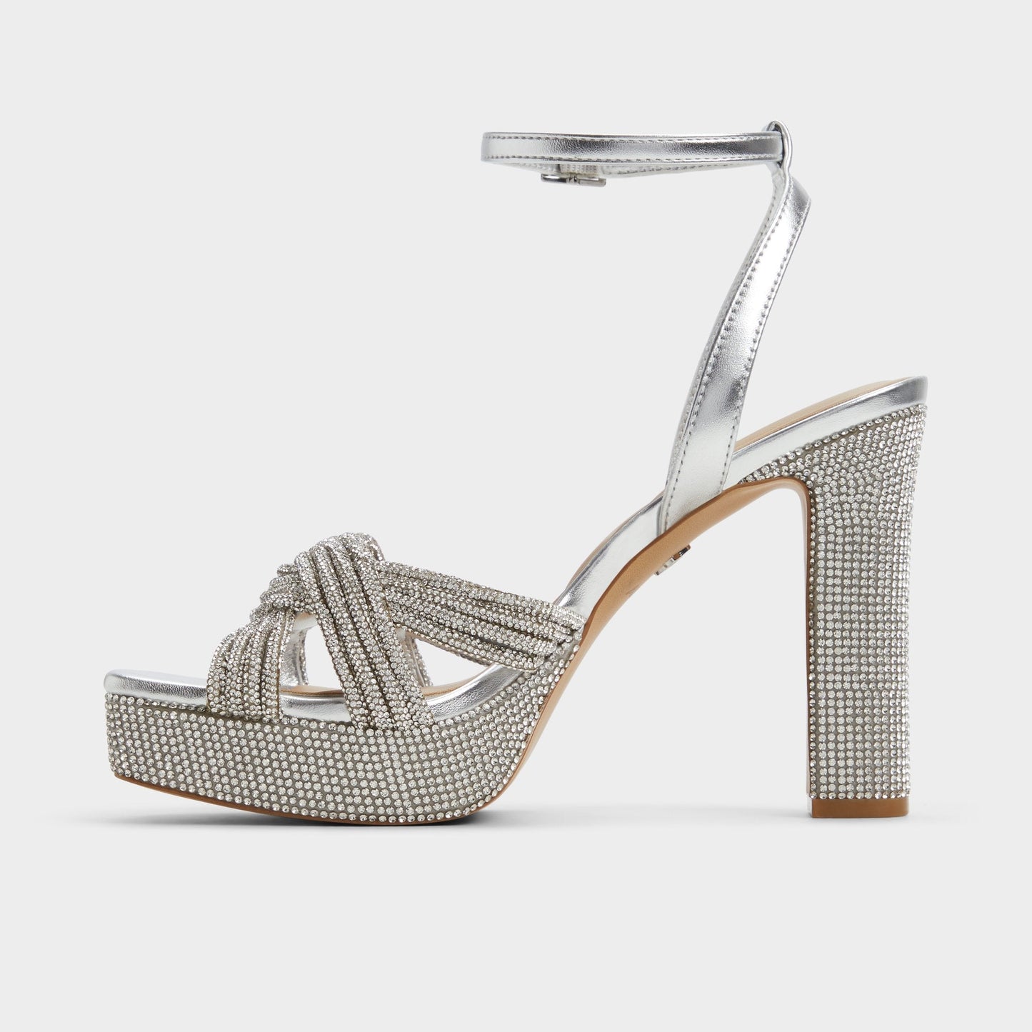 Shimma Silver Women's Iridescent metallics - Strappy heeled sandal, Platform | Aldo Exclusive
