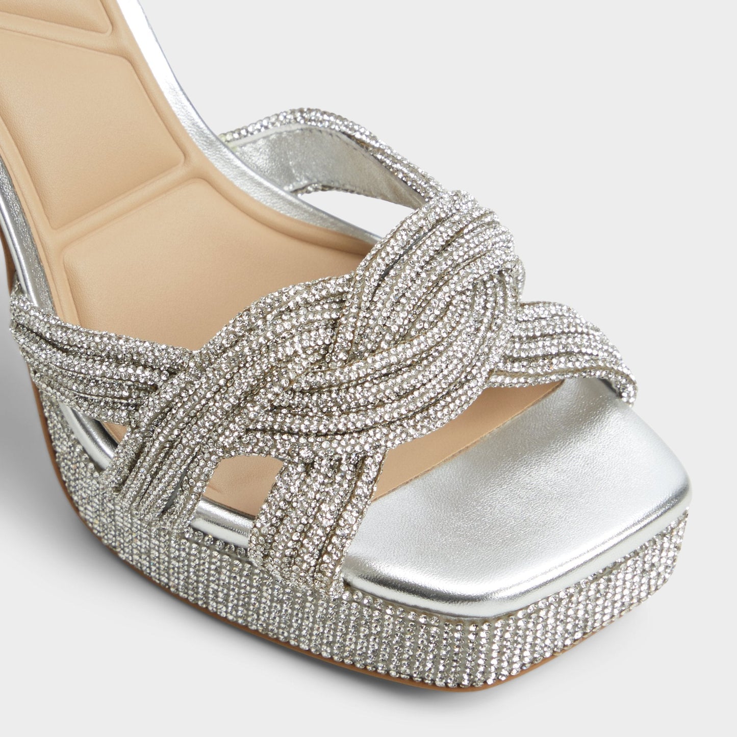 Shimma Silver Women's Iridescent metallics - Strappy heeled sandal, Platform | Aldo Exclusive