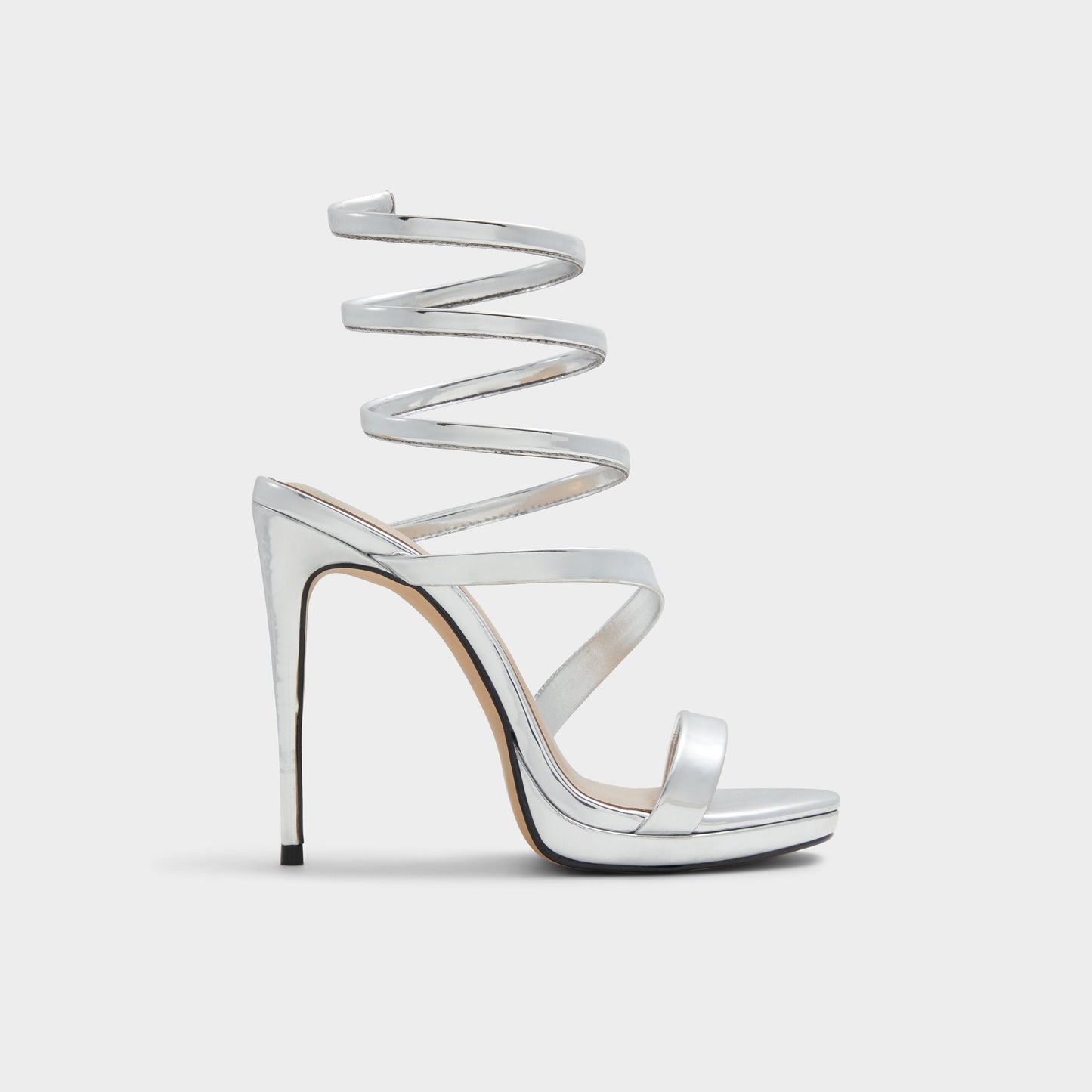 Katswirl in Silver - Strappy sandal, Stiletto platform | Aldo Signature