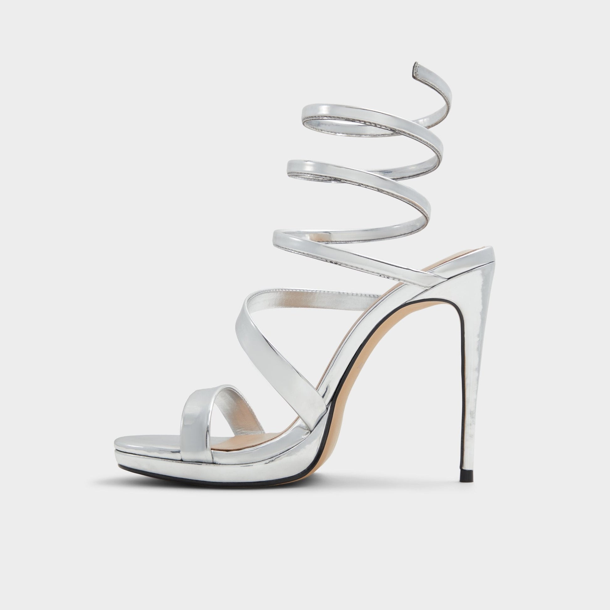 Katswirl in Silver - Strappy sandal, Stiletto platform | Aldo Signature