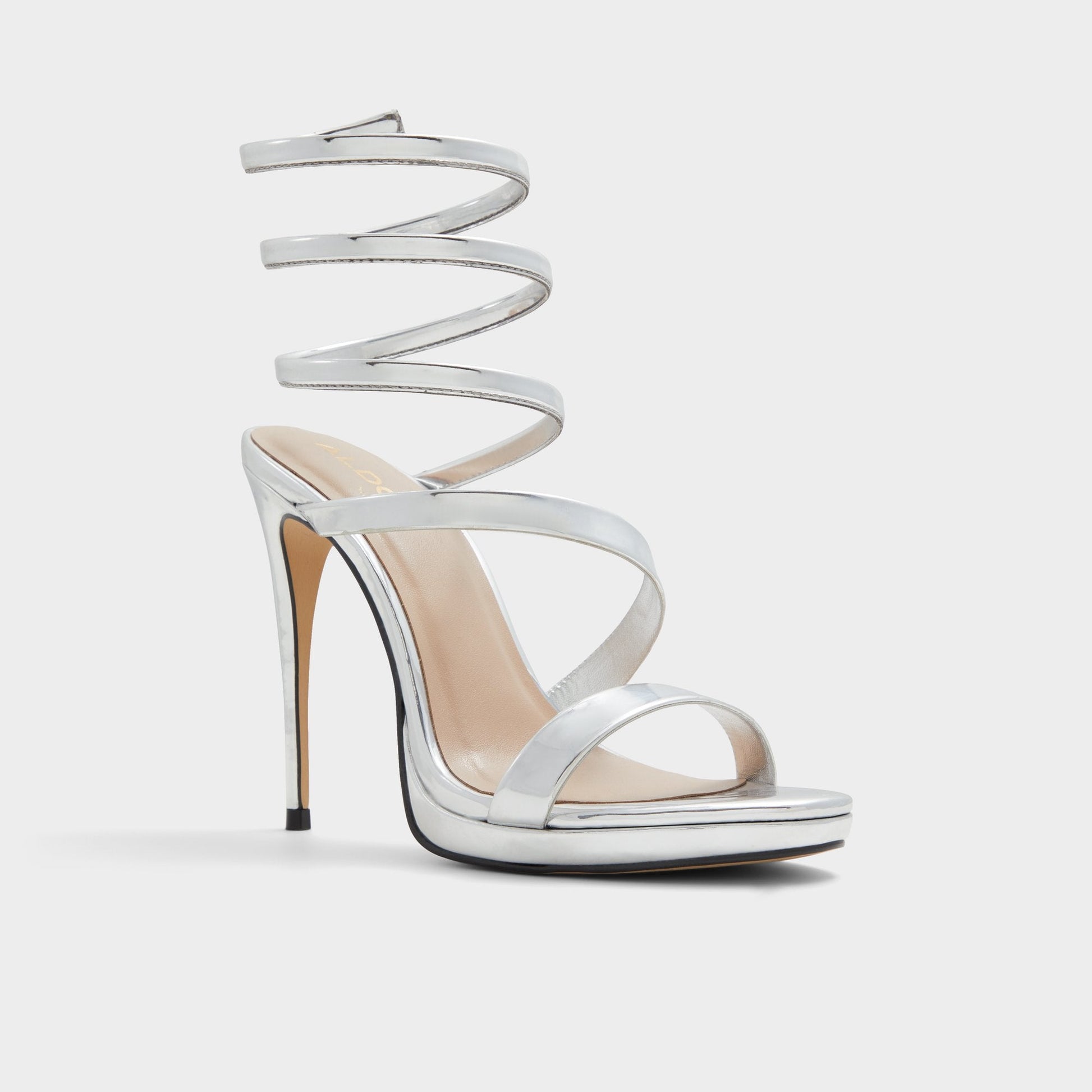 Katswirl in Silver - Strappy sandal, Stiletto platform | Aldo Signature