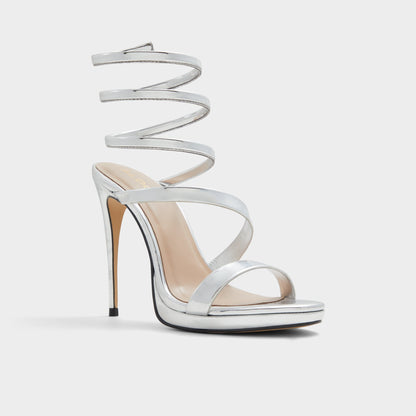 Katswirl in Silver - Strappy sandal, Stiletto platform | Aldo Signature