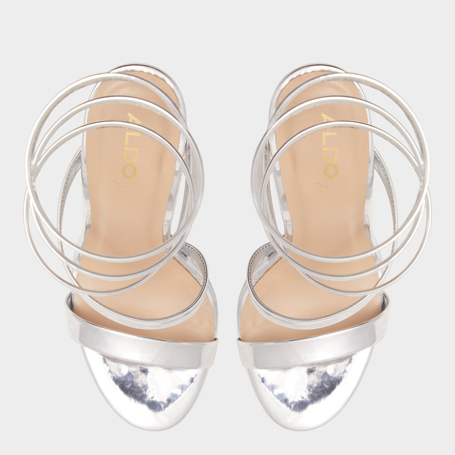 Katswirl in Silver - Strappy sandal, Stiletto platform | Aldo Signature