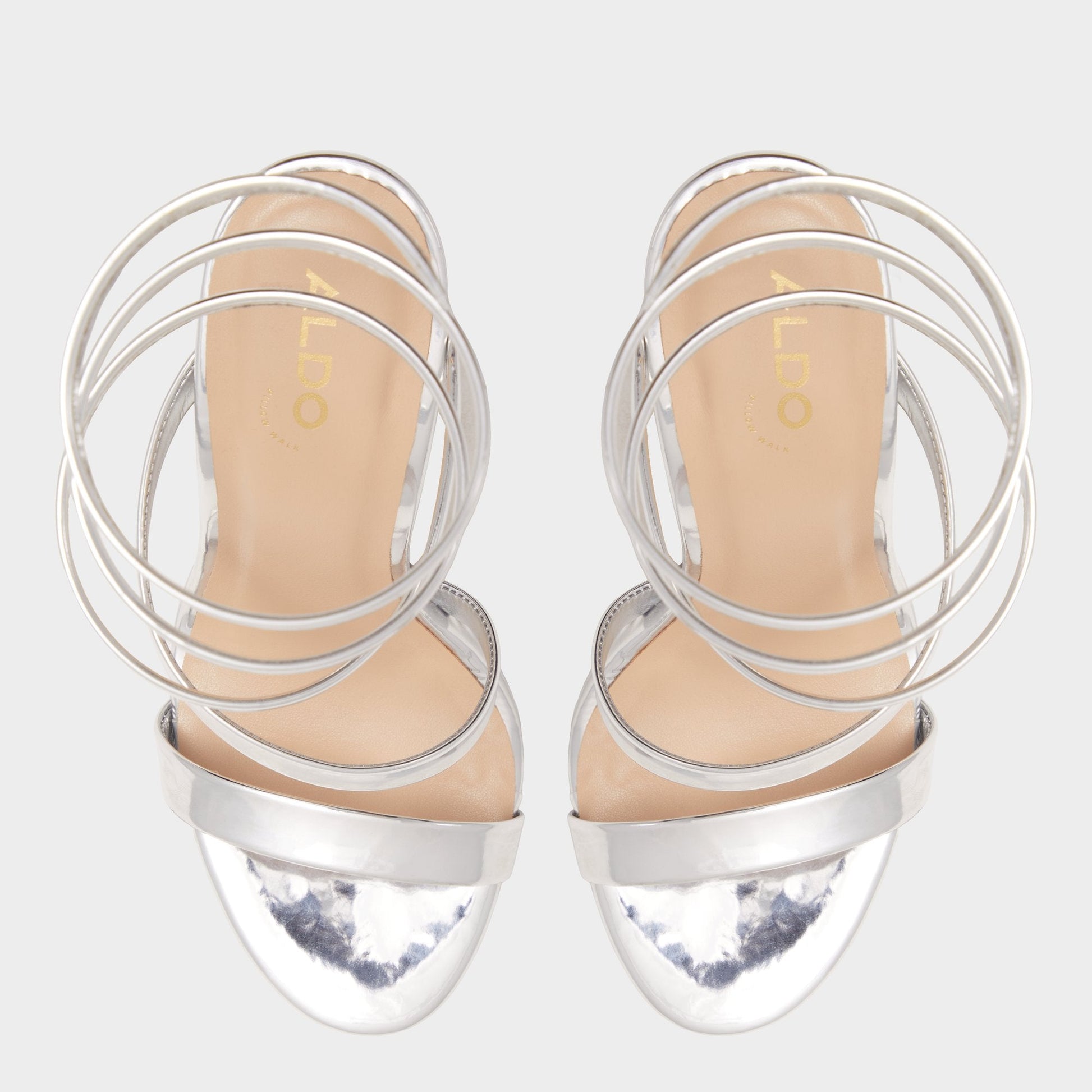 Katswirl in Silver - Strappy sandal, Stiletto platform | Aldo Signature