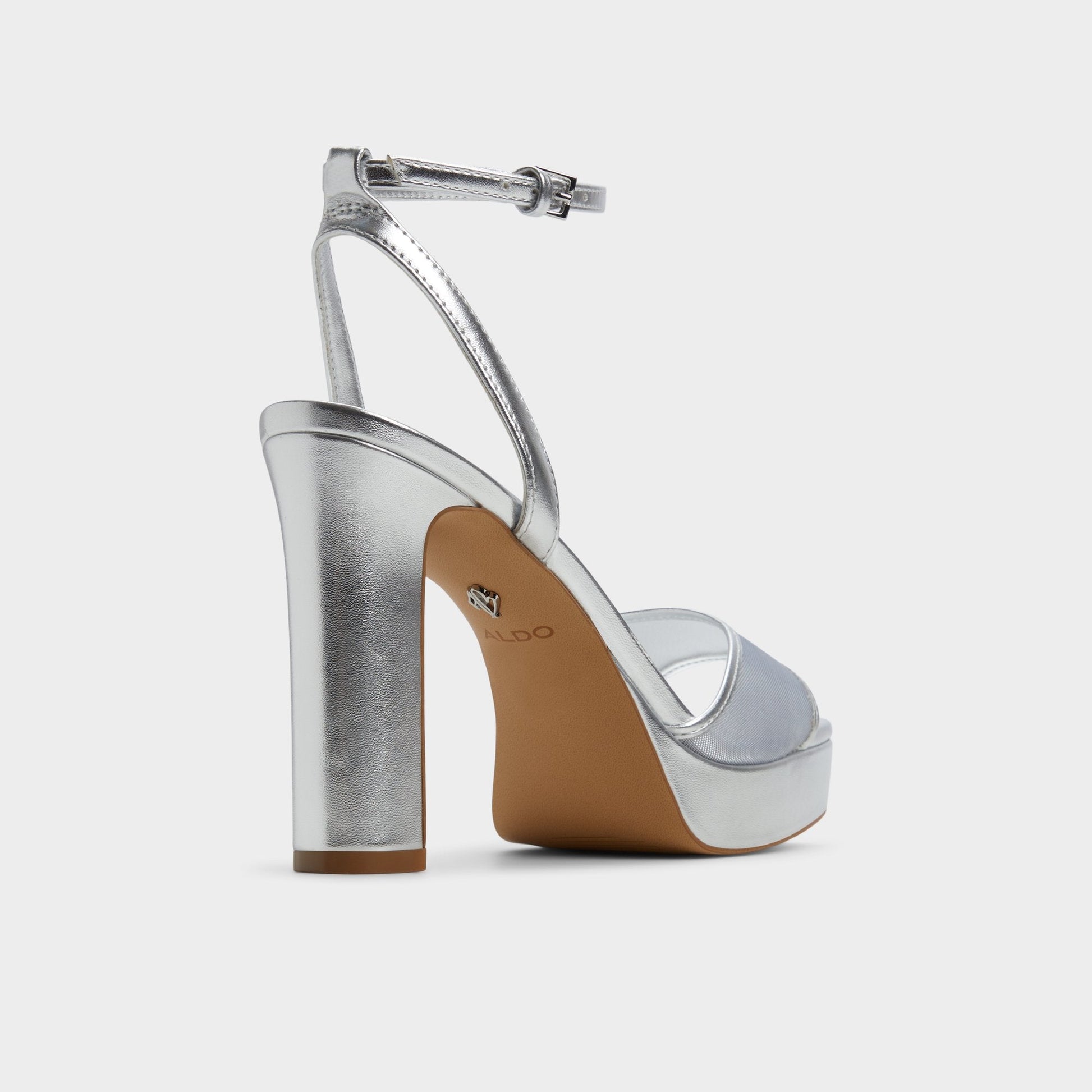 Chicglimmer Silver Women's Platform sandals - Strappy heeled sandal, Block heel | Aldo Signature