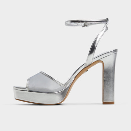 Chicglimmer Silver Women's Platform sandals - Strappy heeled sandal, Block heel | Aldo Signature