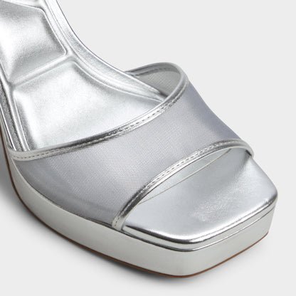 Chicglimmer Silver Women's Platform sandals - Strappy heeled sandal, Block heel | Aldo Signature