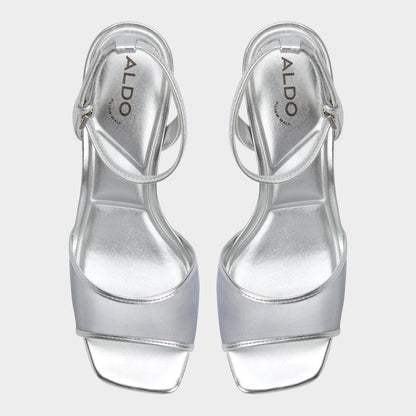 Chicglimmer Silver Women's Platform sandals - Strappy heeled sandal, Block heel | Aldo Signature